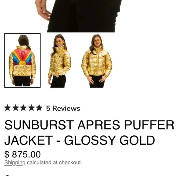 Gold Puffer Jacket with Logo - Picture 10 of 10